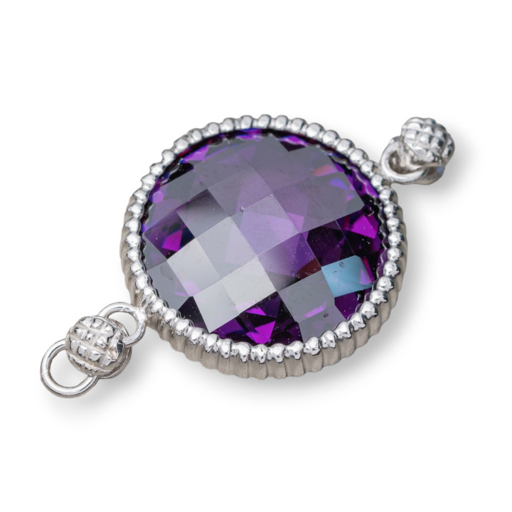 Verbindungselement aus 925er Sterlingsilber mit violettem Rhodium, Zirkonia, 22 mm, 1 Stk
