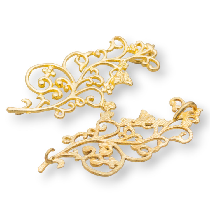 Componente Connettore Di Bronzo Grezzo Fantasia 20x44mm 14pz