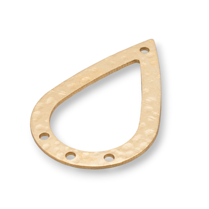 Wrought Bronze Component Flat Drop With 4 Holes 27x40mm 30pcs