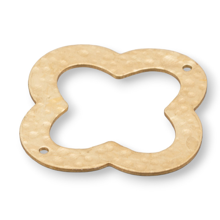 Wrought Bronze Cloverleaf Component With Two Holes 25mm 48pcs