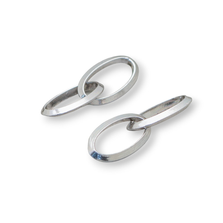 925 Silver Component Double Linked Oval Rings 7x24mm 10pcs