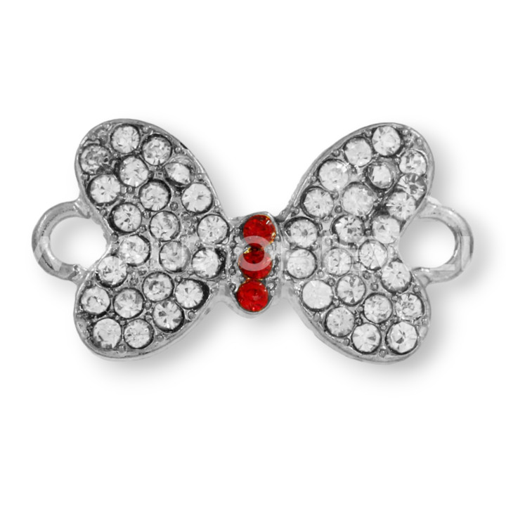 Composant Laiton Avec Strass Entretoise Noeud 25x15mm 25pcs Rhodié