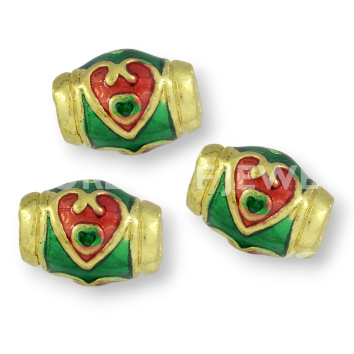 Cloisonne' Rice Enameled Brass Component 12x08mm 40 τμχ