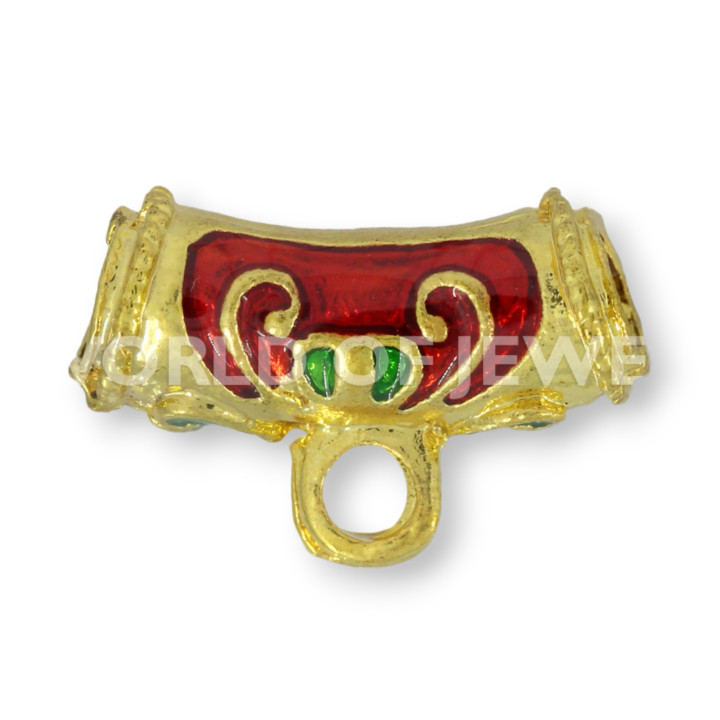 Cloisonne 'Tubo de componente de latón esmaltado con anillo 09x20mm 30pcs Dorado