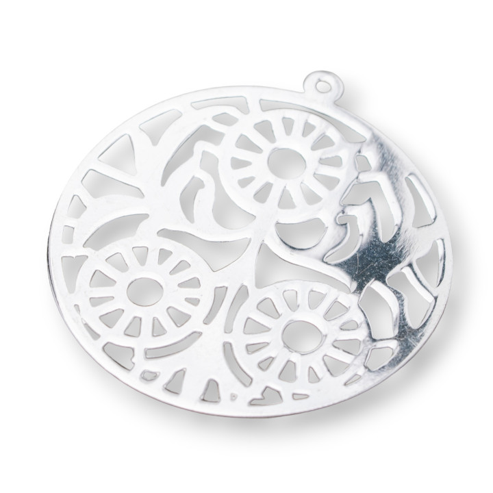 925 Sterling Silber Anhänger Komponente Runde Lochplatte 33mm 4Stk