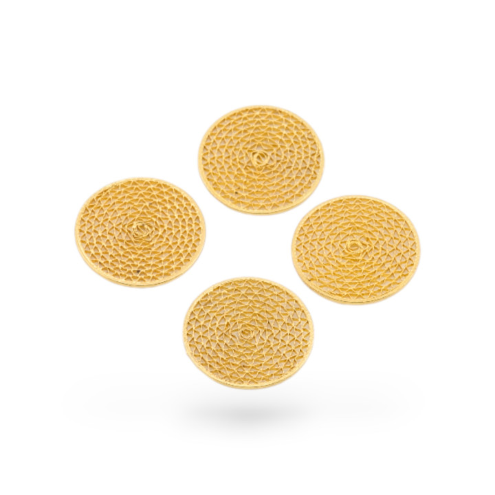 Cercle Composant Bronze Filigrane Spirale 22mm 14pcs Doré