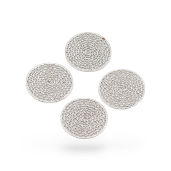 Bronze-Komponentenkreis mit filigraner Spirale 22 mm 14 Stück Rhodium