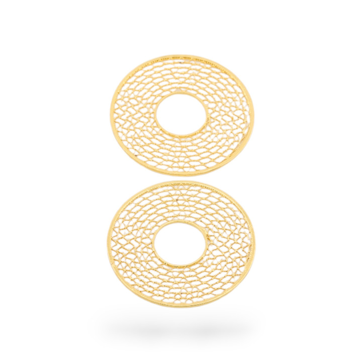 Bronze-Komponentenkreis perforiert mit Wellendekoration in filigranem 40 mm 5 Stk. Golden