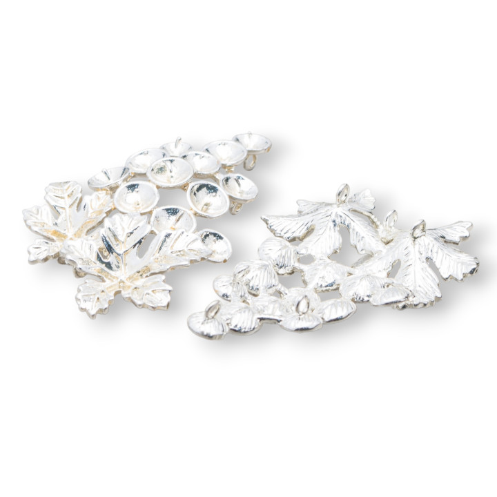 Componente Di Ottone Grappolo D'Uva Con 6 Anellini 34x60mm 6pz Argentato