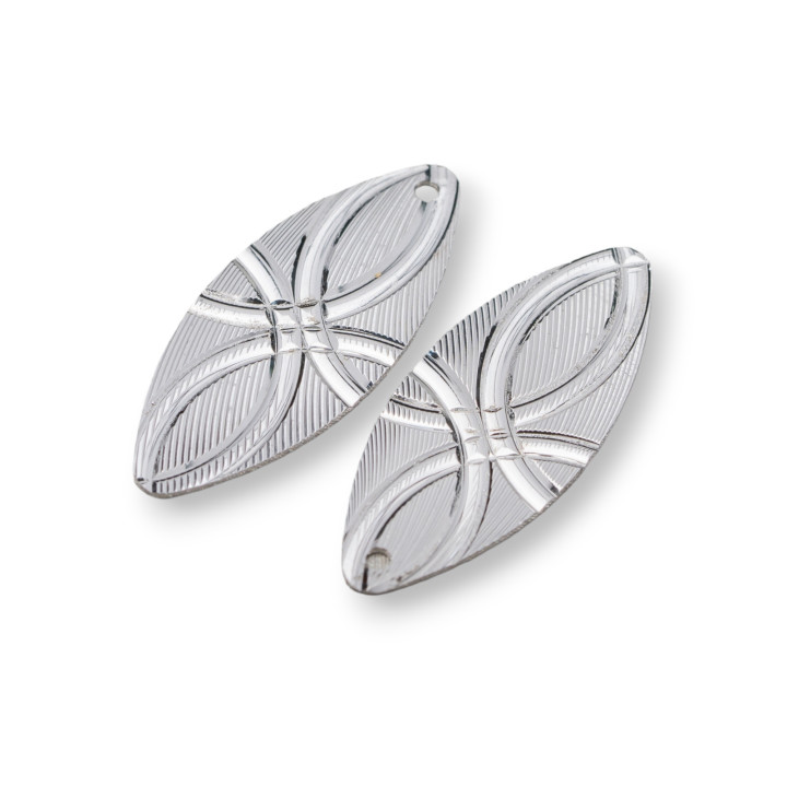 925 Silver Pendant Component Worked Leaf Plate 10x23mm 10 pcs