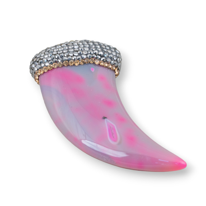 Componente Pendente Di Agata Con Marcasite Strass Cornetto 55mm 1pz