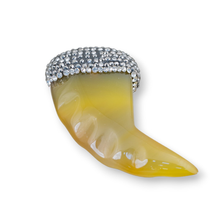 Componente Pendente Di Agata Con Marcasite Strass Cornetto 55mm 1pz MOD3