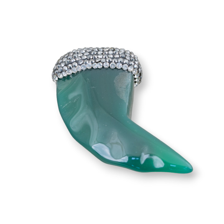 Agate Pendentif Composant Avec Marcassite Strass Cornetto 55mm 1pc MOD4