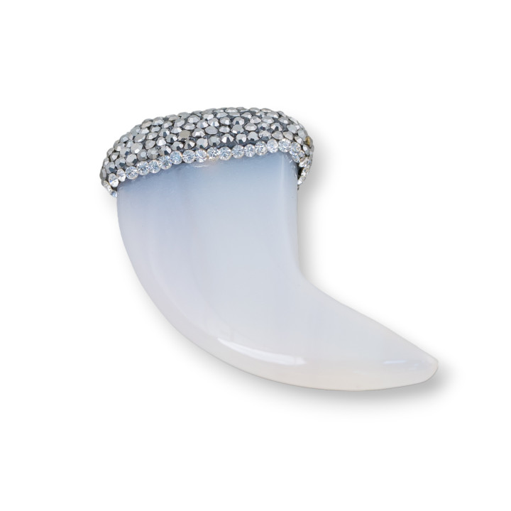 Component Colgante Ágata Con Marcasita Strass Cornetto 55mm 1pc MOD6
