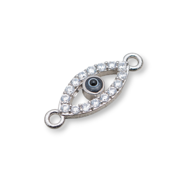 Componenti Di Ottone Con Zirconi Occhio Turco 7,5x15mm 10pz Rodiato
