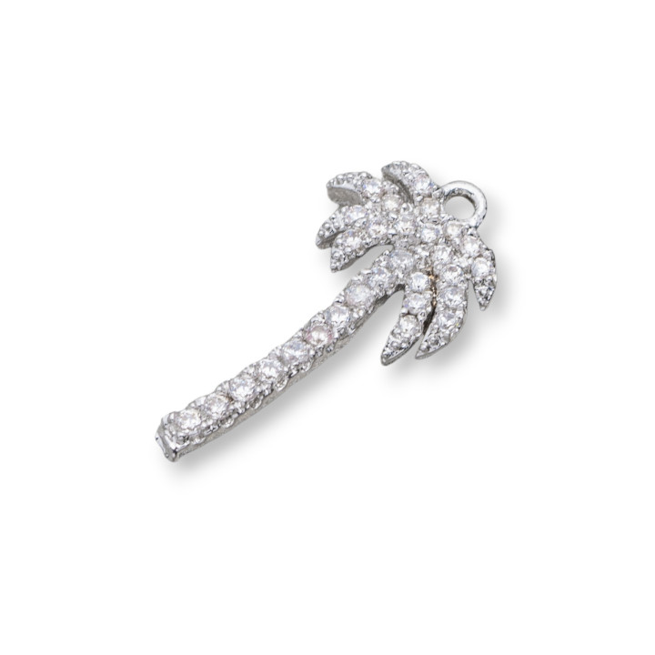 Messingkomponenten mit Zirkon Palme 10x18mm 10St Rhodium