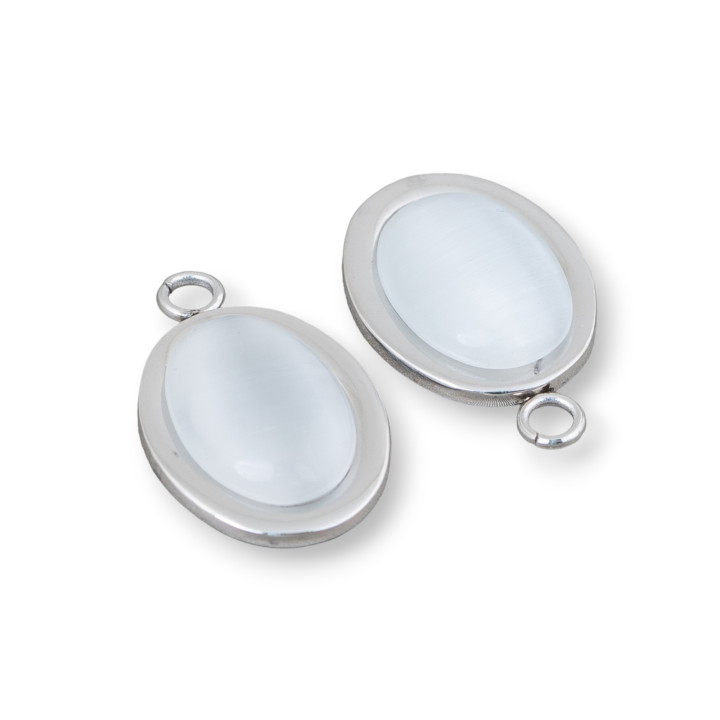 Connecteur Composant Acier Ovale Oeil de Chat 14x22mm 12pcs