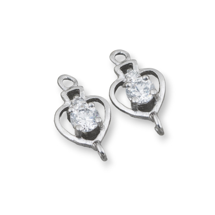 Verbindungselement aus 925er Silber Herz mit Lichtpunkt 8x16mm 10 Stück Rhodium