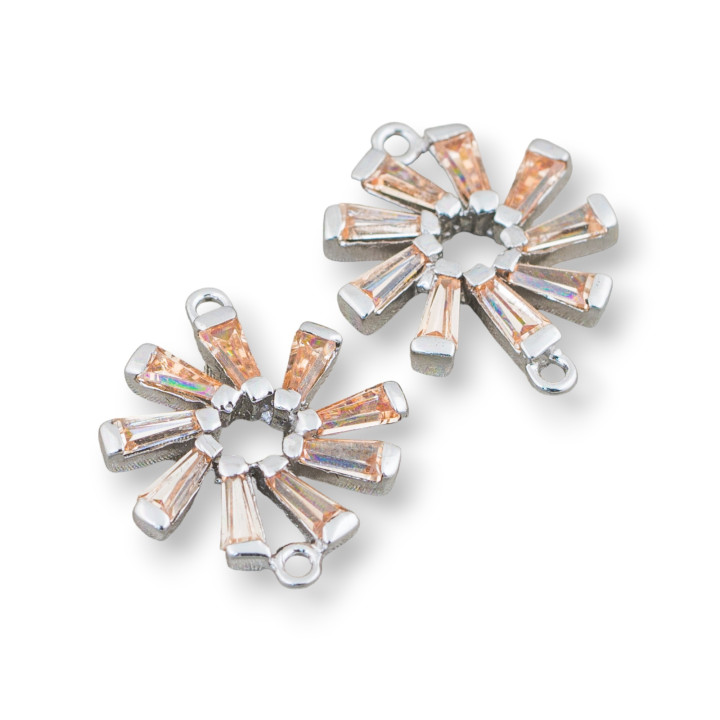 Εξάρτημα σύνδεσης 925 Silver Washer With Champagne Zircons 14x17mm 4τμχ