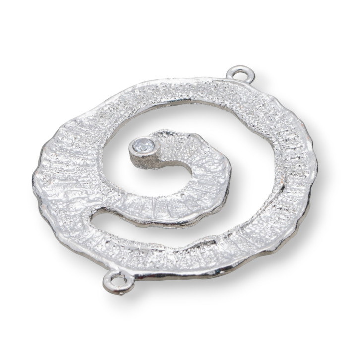 Connecteur Laiton Composant Avec Zircon Cercle 40x50 10pcs Rhodium