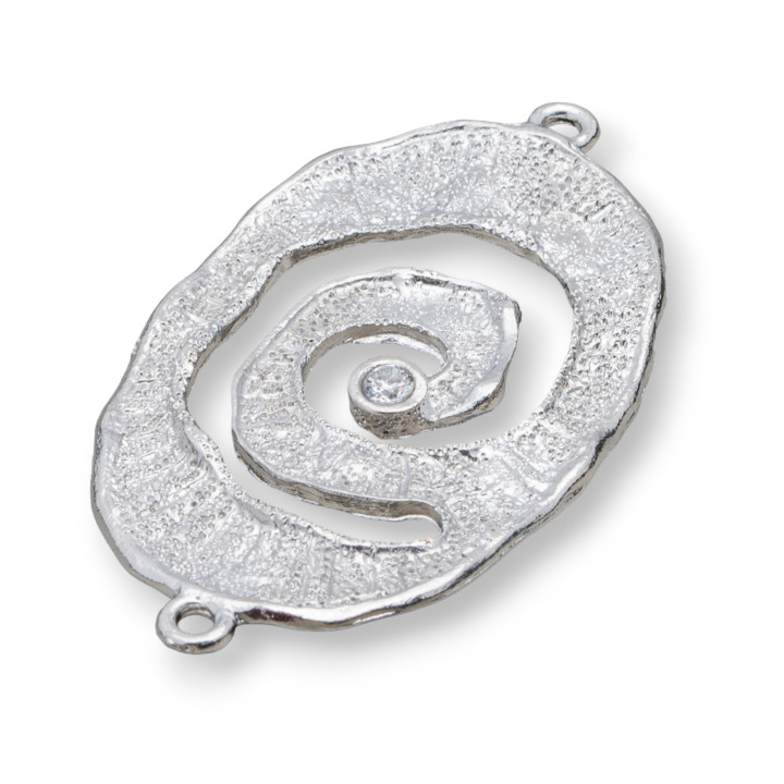 Messing-Komponentenverbinder mit ovalem Zirkonia 30x50 10 Stück Rhodium