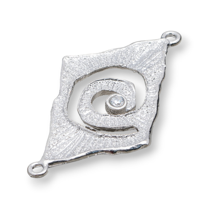 Connettore Componente Di Ottone Con Zircone Rettangolo 35x55 10pz Rodiato