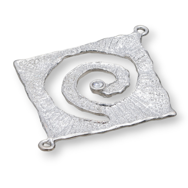 Verbinder Messingkomponente mit Rhombus Zirkon 50x60 10St Rhodium