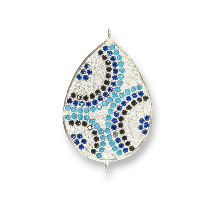 Μπρονζέ Υποδοχές Με Ζιργκόν Σετ Με 2 Δαχτυλίδια 16x22mm 4τμχ