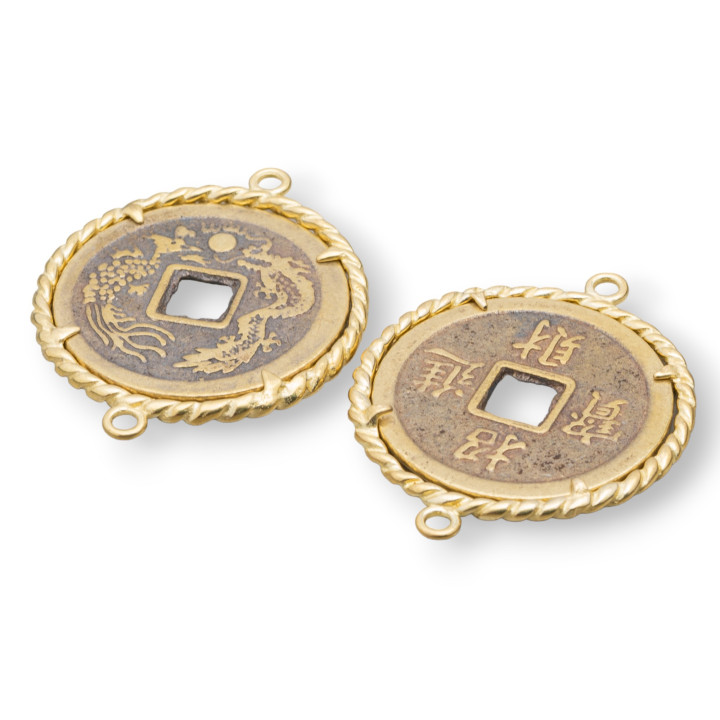 Messing Komponentenverbinder Coin Set Rund 40mm 6St