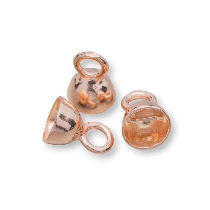 925 Silver Cups With Bar 7x10mm Rose Gold 10pcs