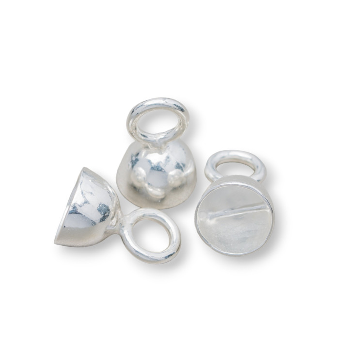 Coppette Di Argento 925 Con Barretta 8x10,5mm Argentato 4pz