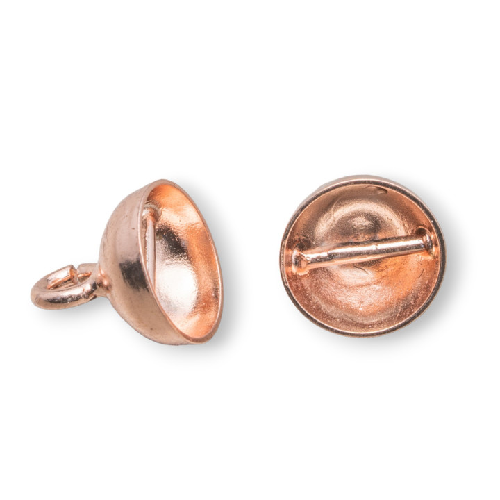 Coppette Di Argento 925 Con Barretta 8x8mm Oro Rosa 10pz