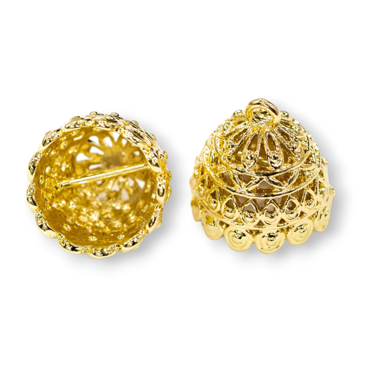 Coupelles Filigrane Dome Bronze Avec Anneau 15x16mm 18Pz Mod2