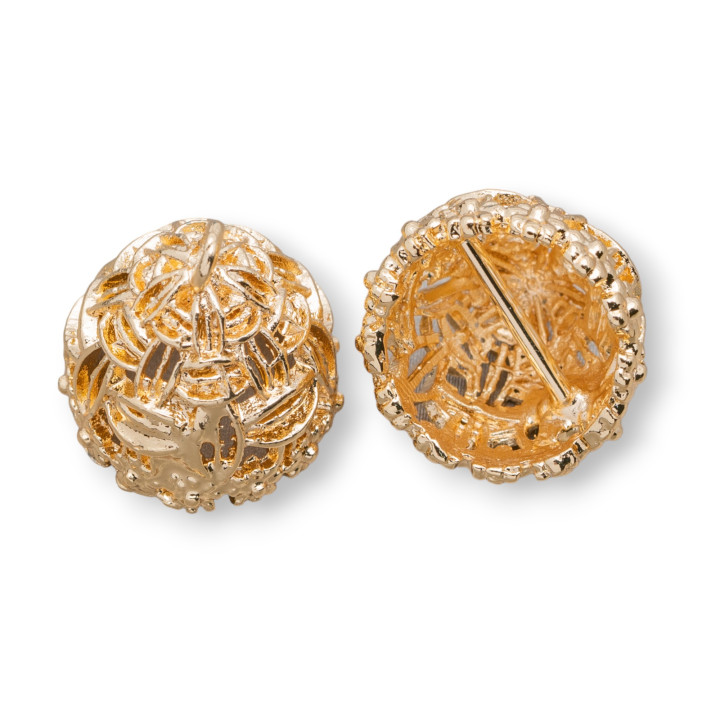 Coppette Di Bronzo A Cupola Filigranata Con Anellino 15x16mm 18pz Mod3