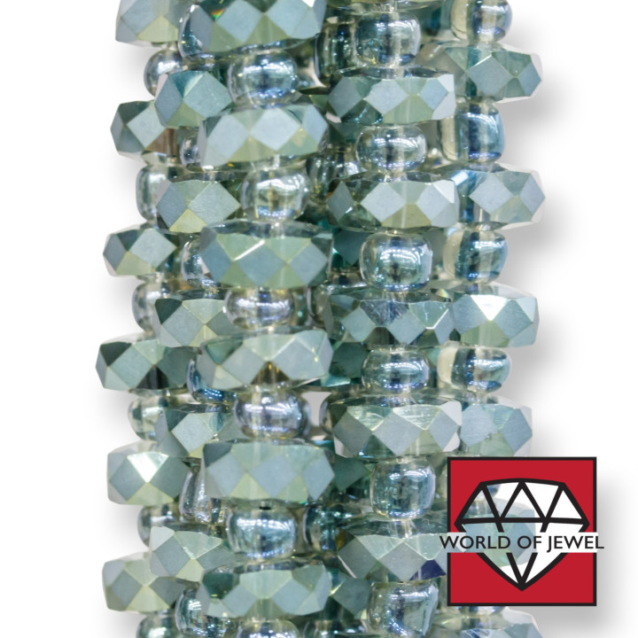 Cristales Rondelle Facetados 8x3,6mm Verde Satinado