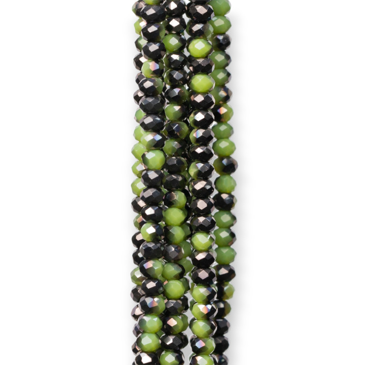 Cristalli Rondelle Sfaccettate 3x2mm 10 Fili Su Filo Di Cotone Pronti all'uso MOD15