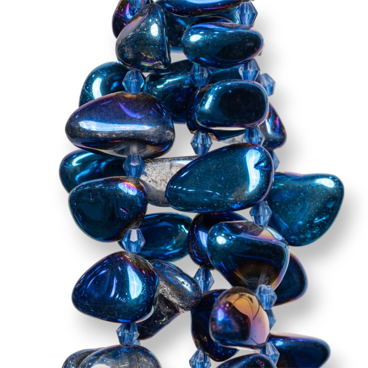 Cristal de Roca Tumbled Galvanizado 10-20mm Azul