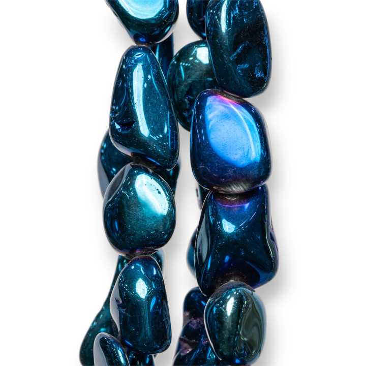 Cristal de Roca Tumbled Galvanizado 12-22mm Azul