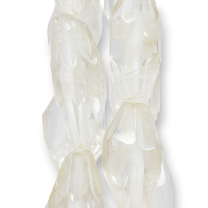 Matter, satinierter Bergkristall, facettierter, unregelmäßiger Stein, 16–28 mm