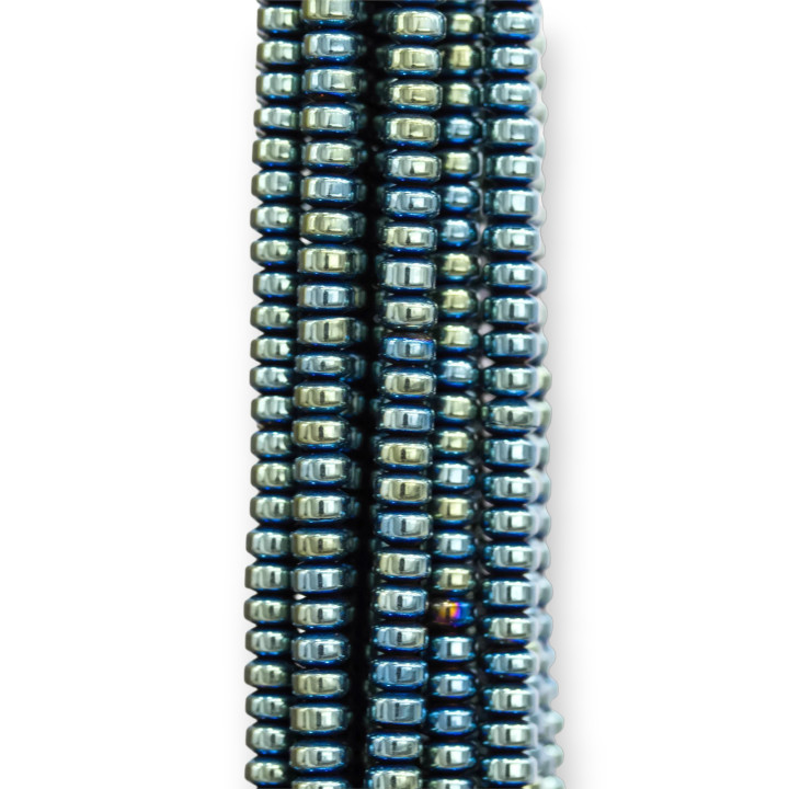 Rondelles Hématite 3x2mm Bleu clair