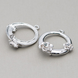 Intercalaire Laiton Avec Fleur Strass 25mm 25pcs Blanc