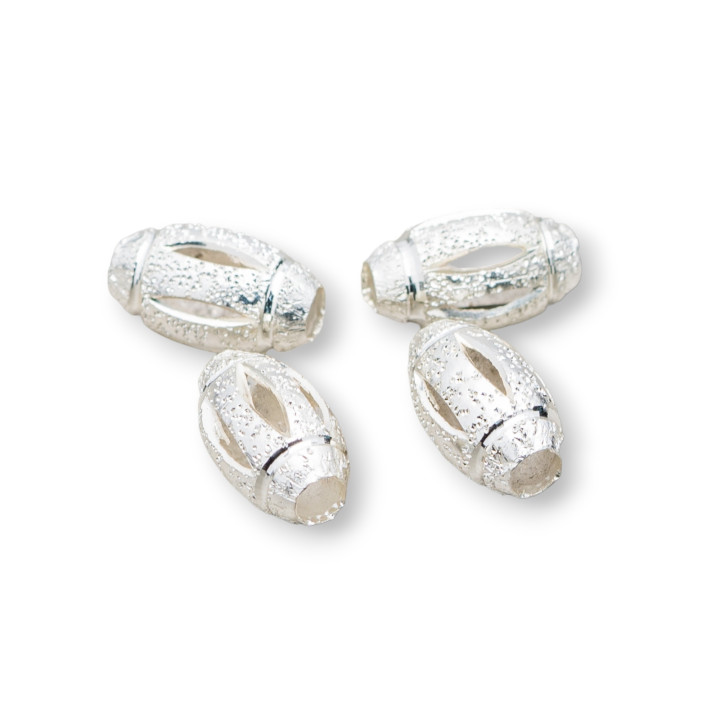 Entretoise ovale en laiton Graffiti 08x15mm avec trou de 3mm de large 60gr 90pcs env. Argenté