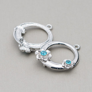 Separador Latón Con Flor Strass 25mm 25uds Azul Claro