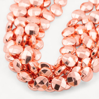 Runde Hämatit-Flachmünze facettiert 10 mm Roségold
