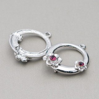 Intercalaire Laiton Avec Fleur Strass 25mm 25pcs Violet