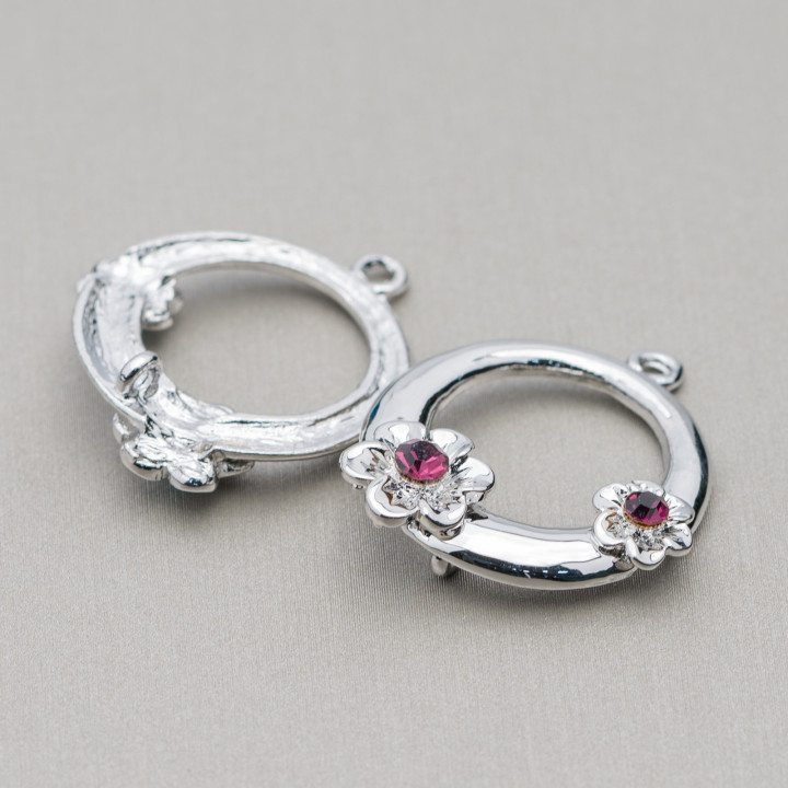 Distanziatore Di Ottone Con Strass Fiore 25mm 25pz Viola