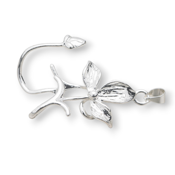 Haken für Anhänger Bronze Blume 19x34mm 16St Silber