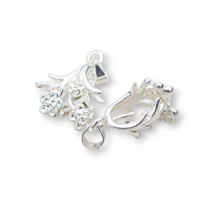 Bronze Pendant Hooks Flowers 32pcs Silver