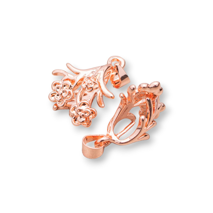 Ganci Per Pendenti Di Bronzo Fiori 32pz Oro Rosa