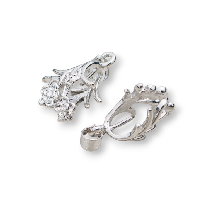 Hooks for Bronze Pendants Flowers 32pcs Rhodium Plated